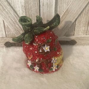 Ceramic Strawberry Fairy House Tea Light Holder